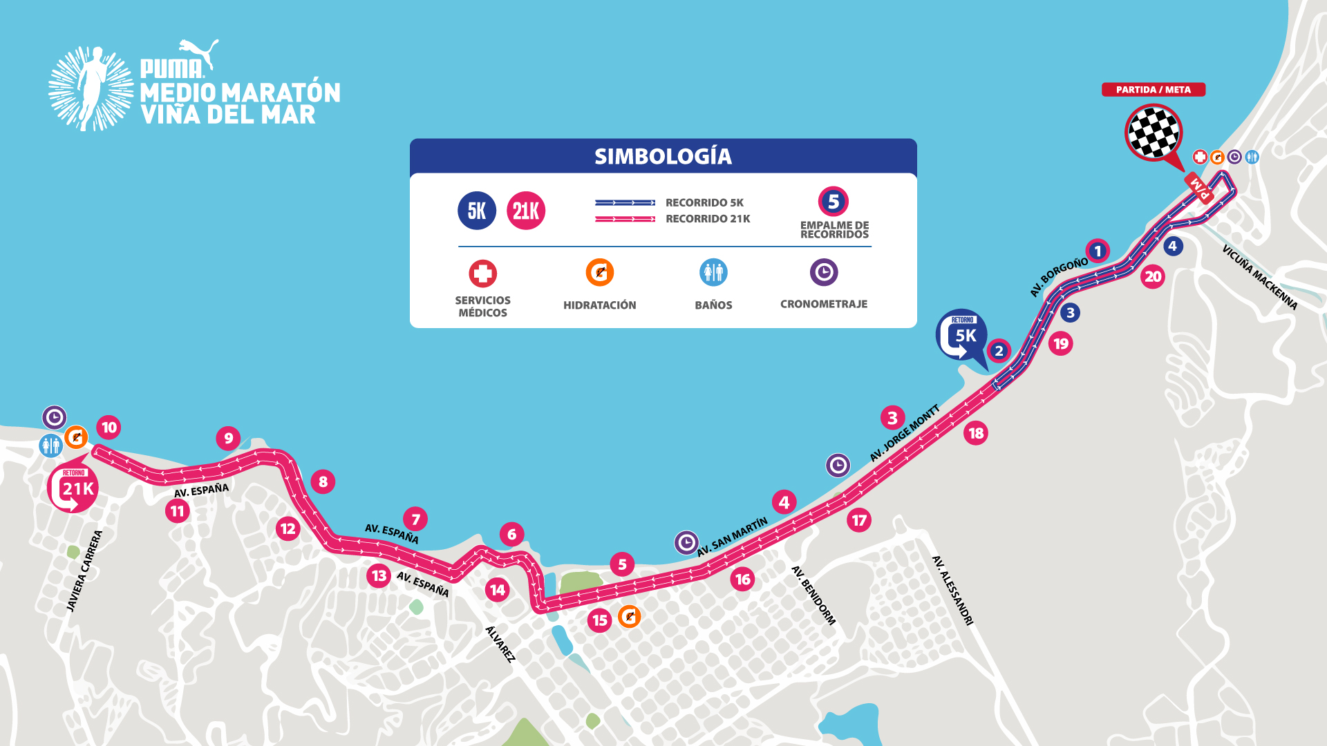 Estos serán los cortes de tránsito por la Media Maratón de Viña del Mar de este domingo