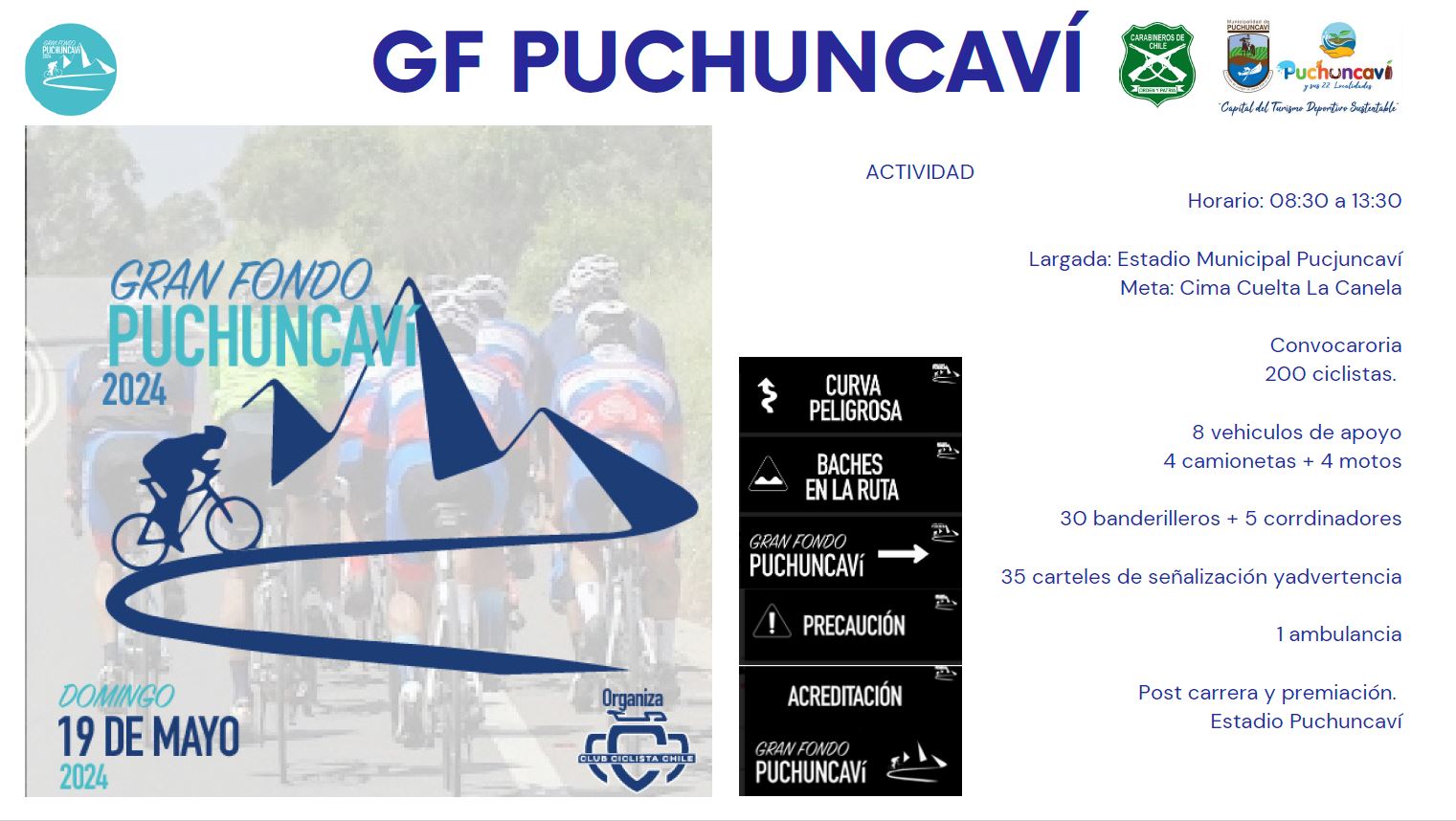 Este domingo 19 se disputará el Gran Fondo de Ciclismo Puchuncaví 2024